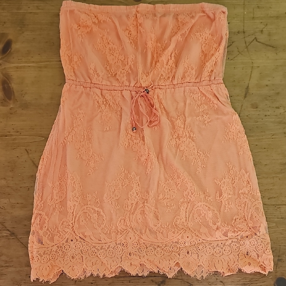 Aeropostale Strapless Peach Lace Dress